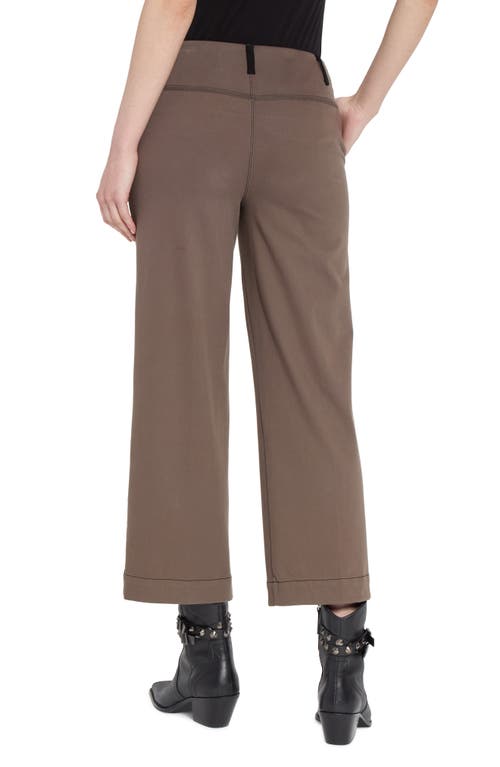 Lyssé Lysse Franca Seamed Crop Wide Leg Knit Jeans In Brown