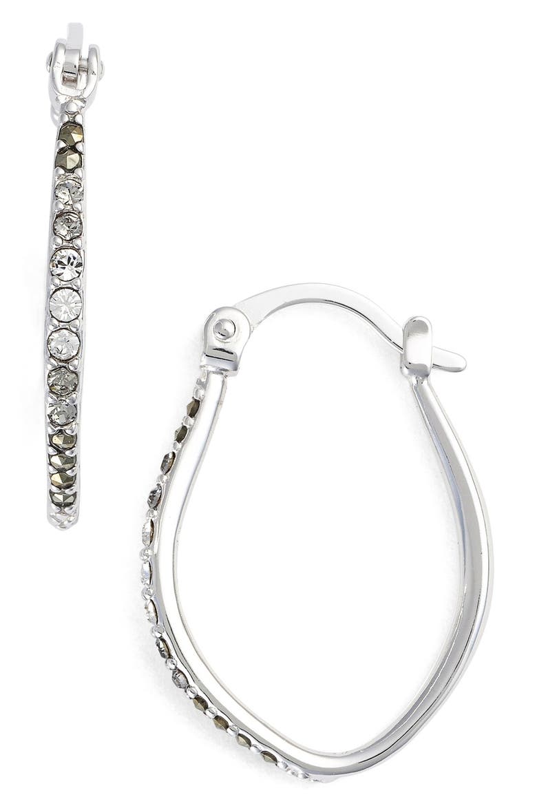 Marcasite & Swarovski Crystal Hoop Earrings, Main, color, SILVER