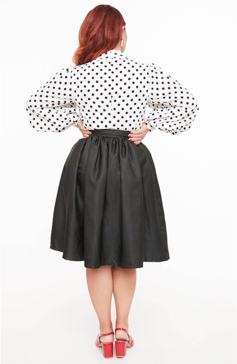 Unique Vintage Printed Woven Gellar Skirt, Alternate, color, Black