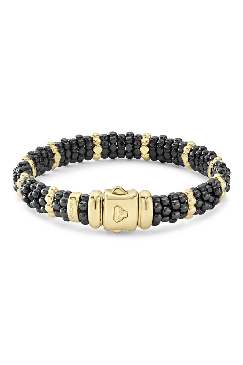 Gold & Black Caviar Station Bracelet, Alternate, color, GOLD