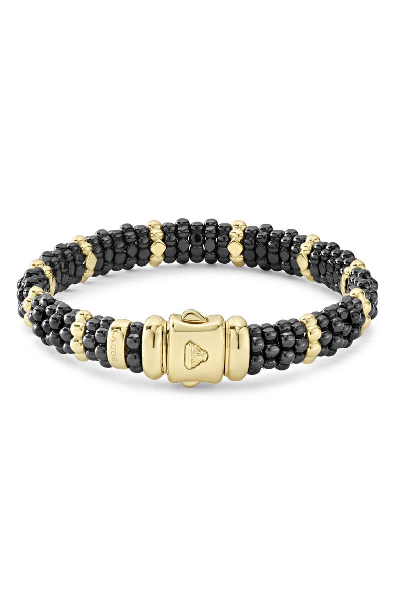 LAGOS Gold & Black Caviar Station Bracelet, Alternate, color, Gold