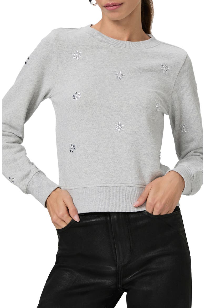 Ordenna Embellished Cotton Sweatshirt, Main, color, HEATHER GREY