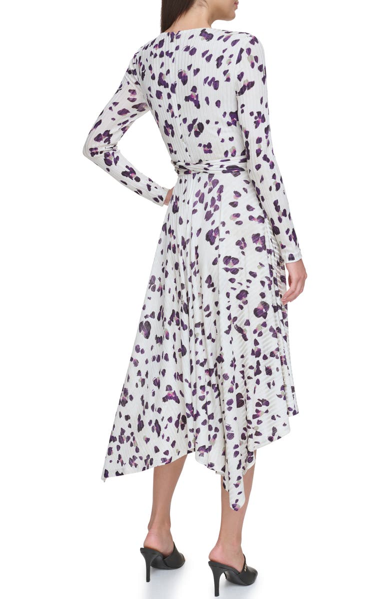 DKNY Print Long Sleeve Faux Wrap Midi Dress, Alternate, color, 