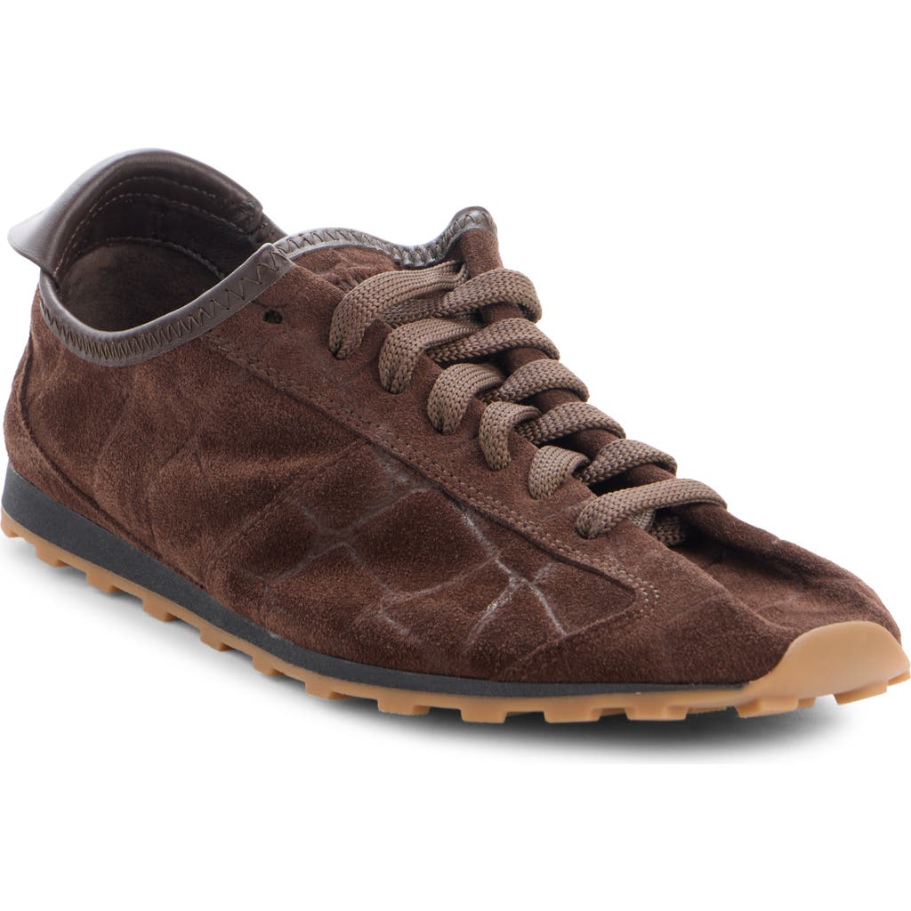 Jacquemus The Tennis Leather-trimmed Croc-effect Suede Sneakers In Brown