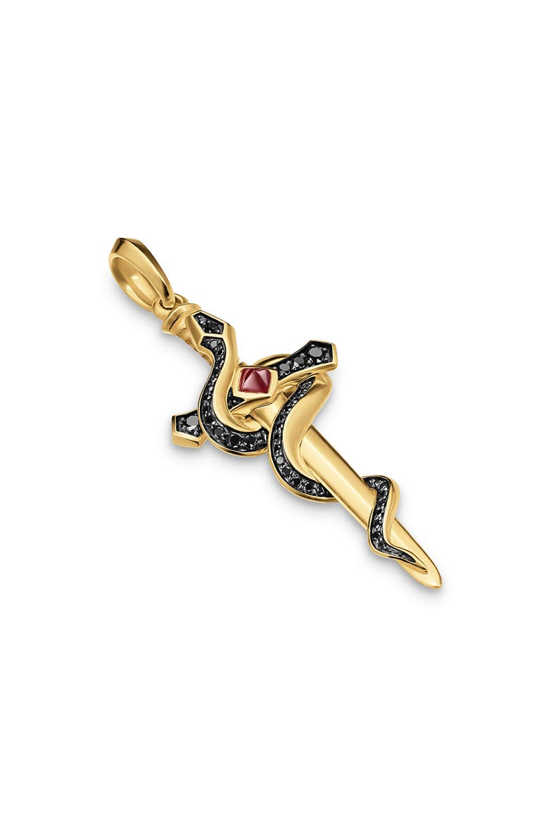 Men's Ouroboros Snake Amulet with Diamonds, Main, color, RUBY/ BLACK