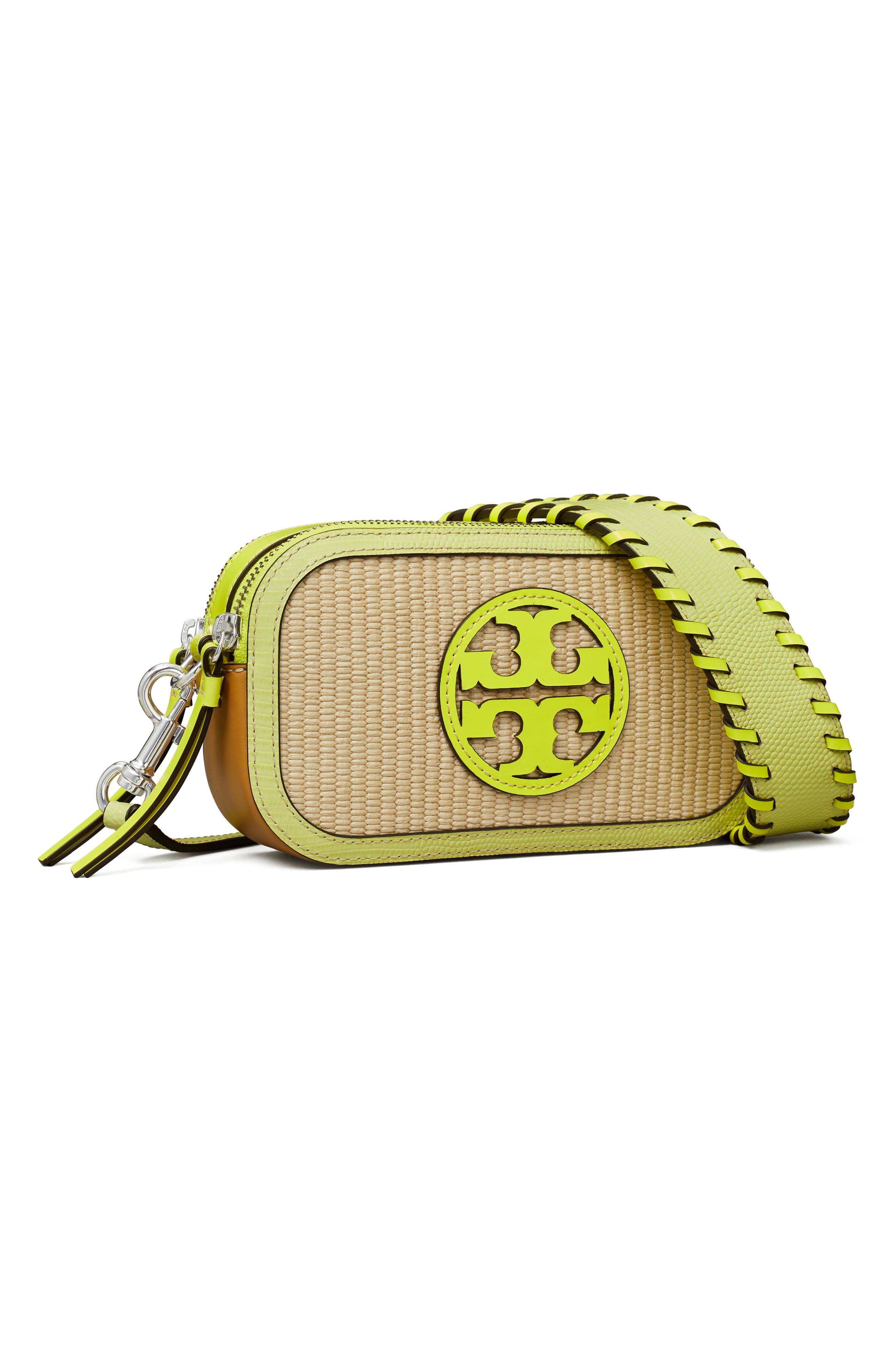 Tory Burch Mini Miller Raffia Crossbody Bag, Alternate, color, 