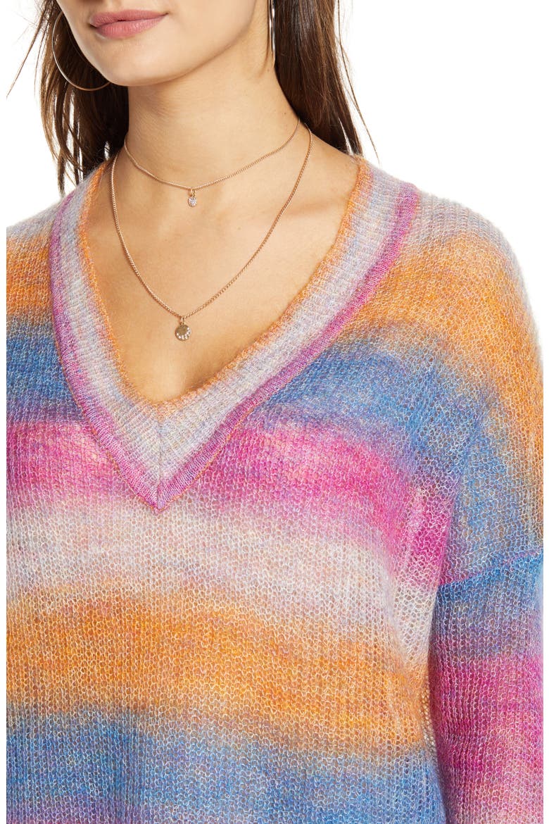 Ombré Sweater, Alternate, color, BLUE/ FUCHSIA OMBRE