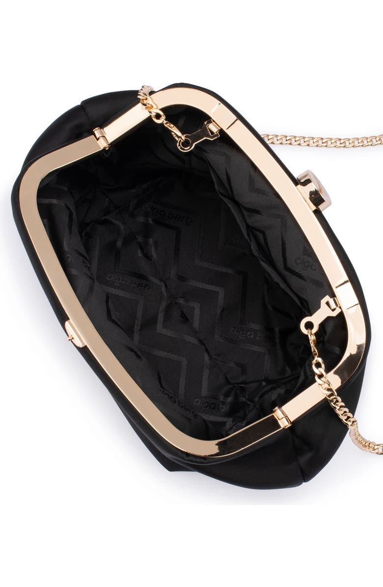 Olga Berg Karina Satin Frame Clutch, Alternate, color, Black