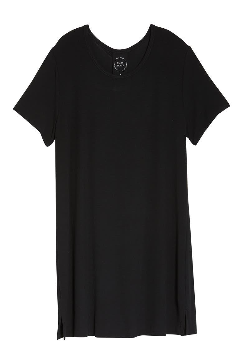 Rib Knit Nightshirt, Alternate, color, BLACK