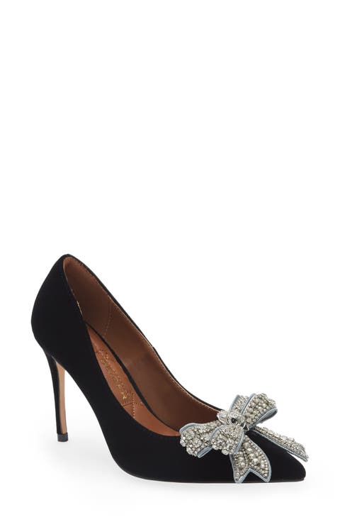 Belgravia Bow Velvet Pointed Toe Pump (Women)