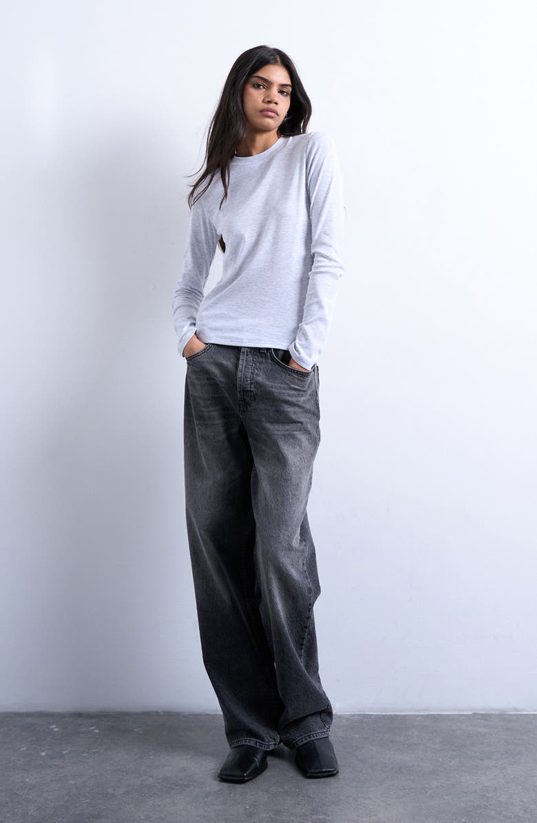 Topshop Everyday Long Sleeve T-Shirt, Alternate, color, Grey