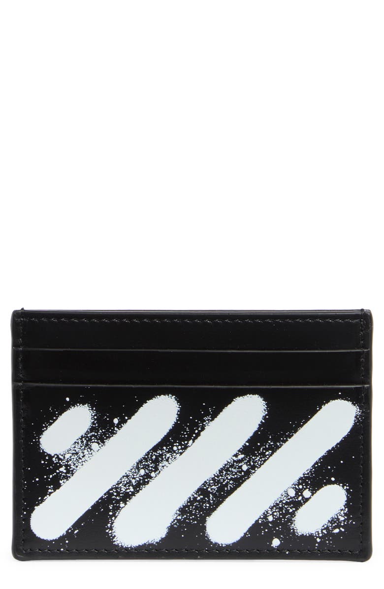 Off-White Leather Card Case, Main, color, Black/White