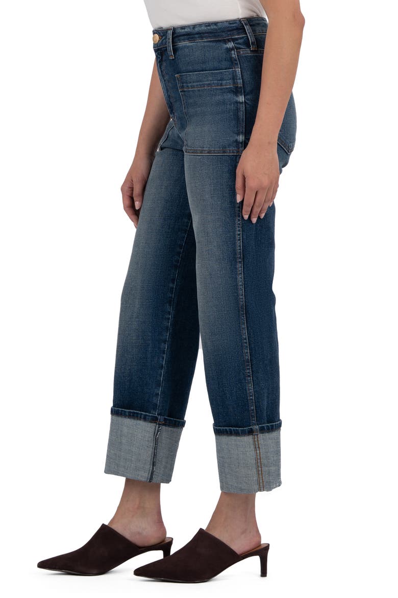 Sienna Cuffed High Waist Relaxed Straight Leg Jeans, Alternate, color, SERENE W/DK BA