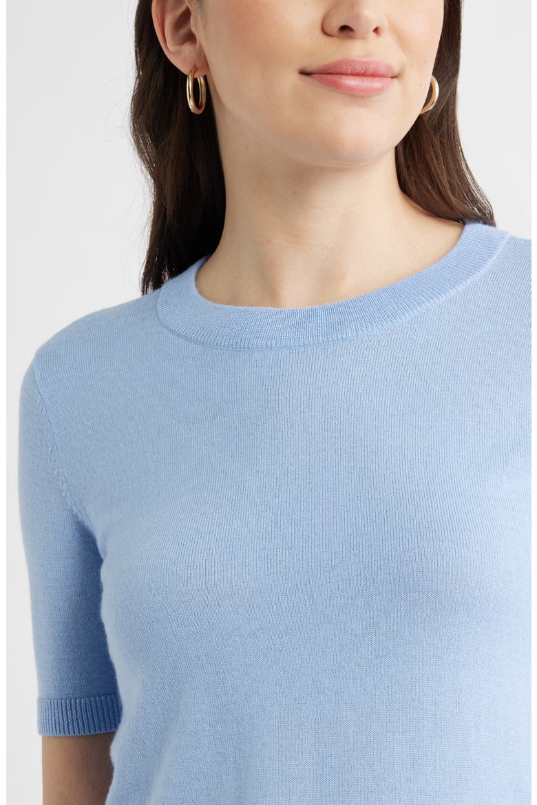 Short Sleeve Merino Wool Blend Sweater Top, Alternate, color, BLUE WINDSURFER