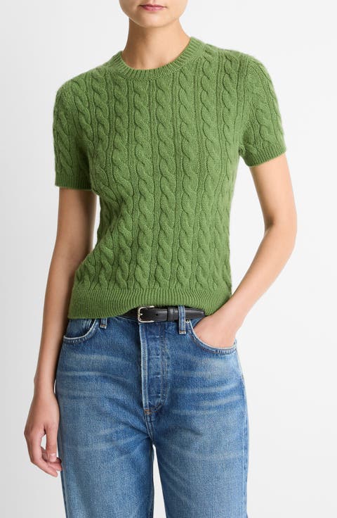 Cable Short Sleeve Sweater