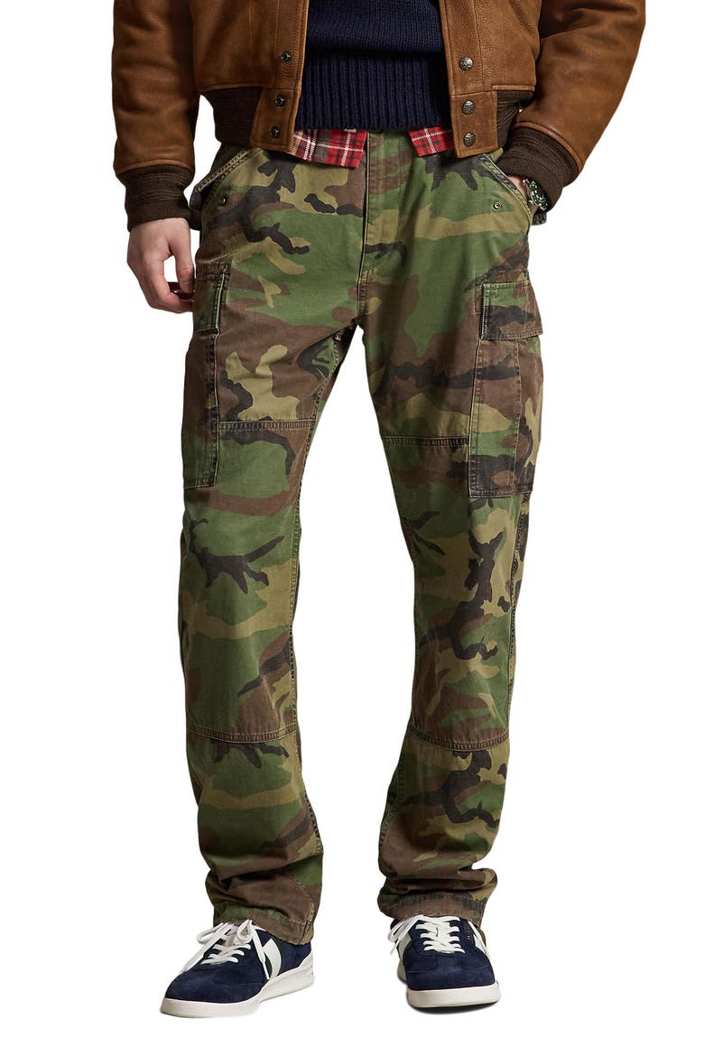 Rustic Canvas Camo Cargo Pants, Main, color, GREEN MU