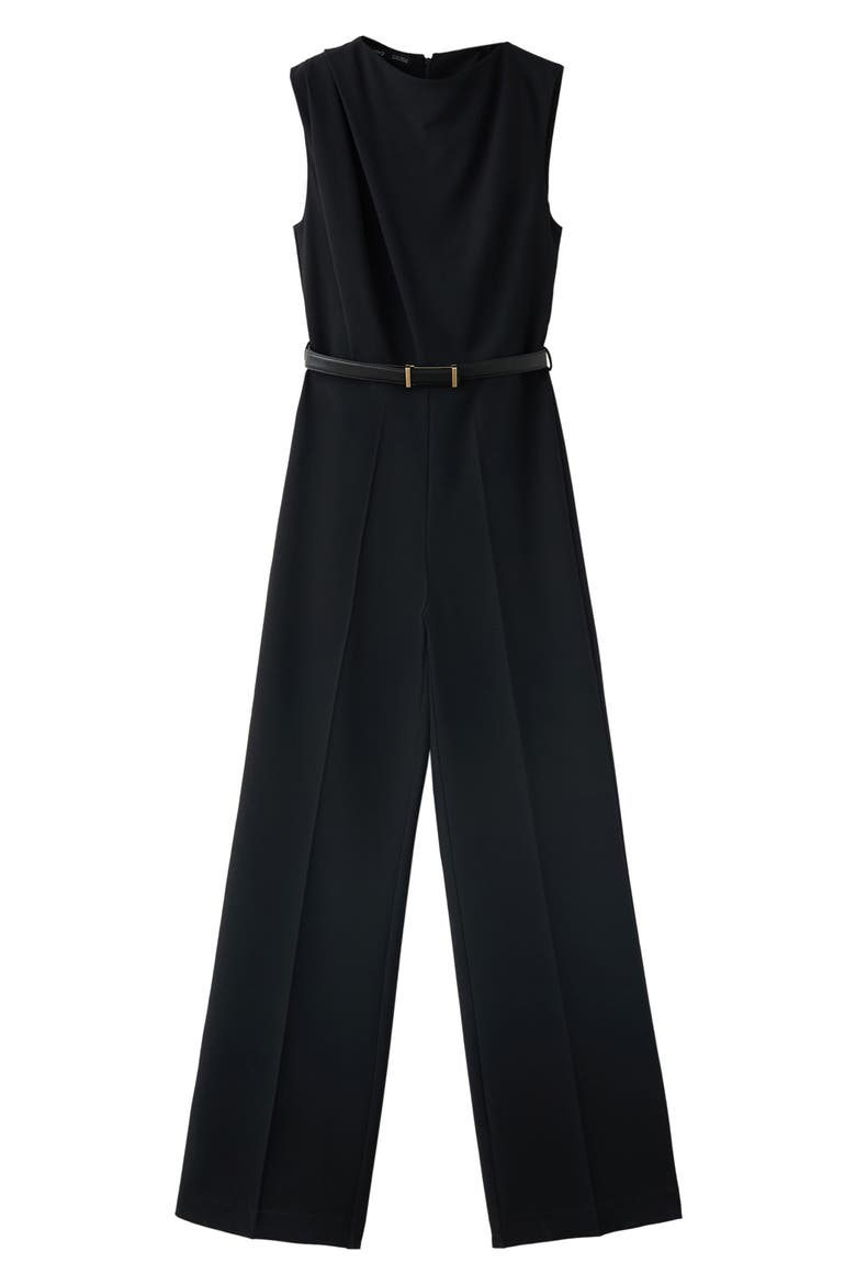 Sleeveless Belted Jumpsuit, Alternate, color, BLACK