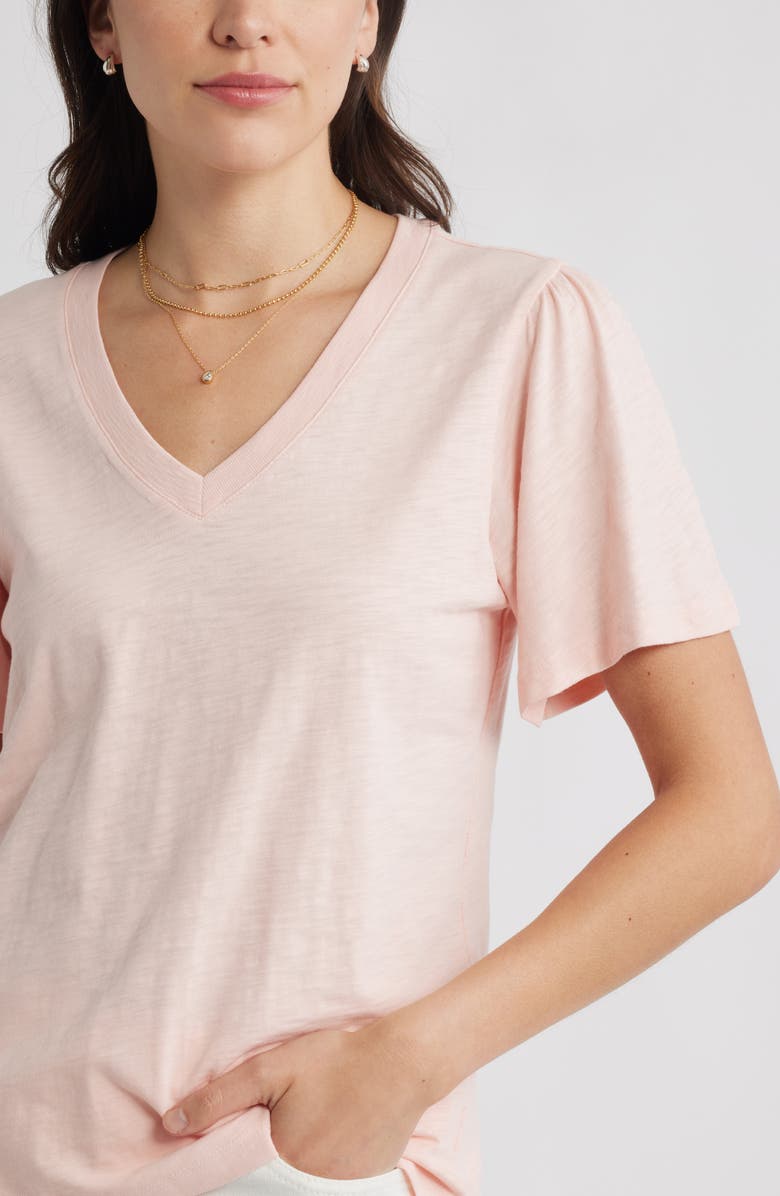 Caslon<sup>®</sup> Bell Sleeve V-Neck T-Shirt, Alternate, color, Pink Delight