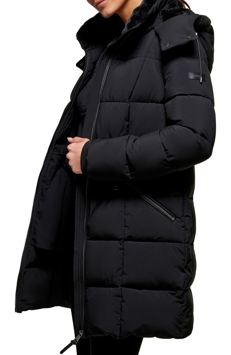 DKNY Walker Stretch Puffer Jacket with Faux Fur Lining, Alternate, color, 