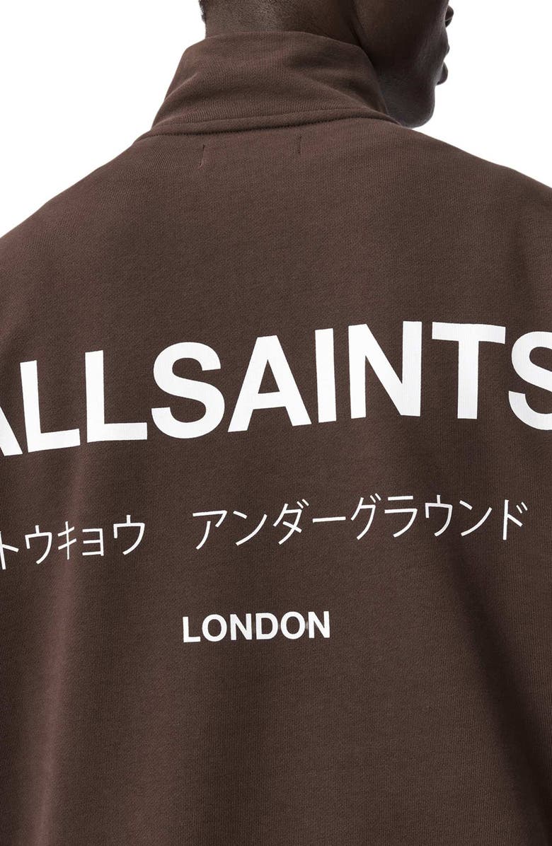 AllSaints Underground Oversize Half Zip Pullover, Alternate, color, Bitter Brown