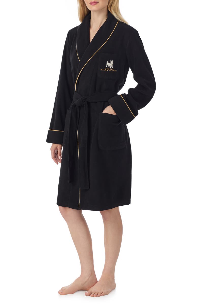 Lauren Ralph Lauren Fleece Robe, Alternate, color, Black
