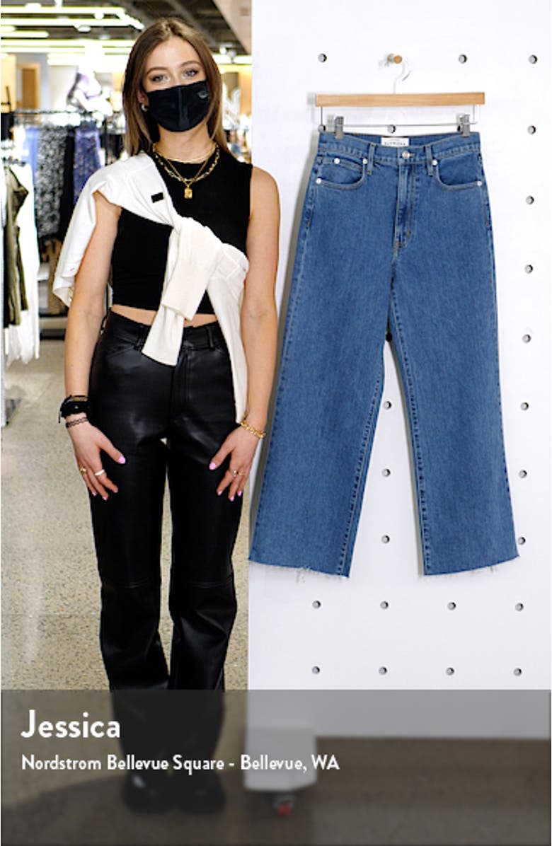 Grace High Waist Raw Hem Crop Wide Leg Jeans, sales video thumbnail