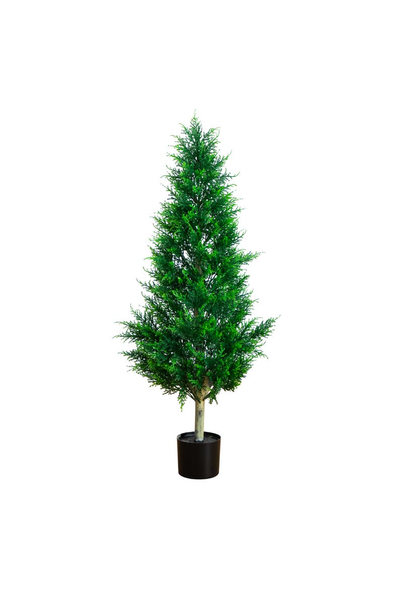 4-ft UV Resistant Artificial Cypress Tower Tree, Main, color, Green