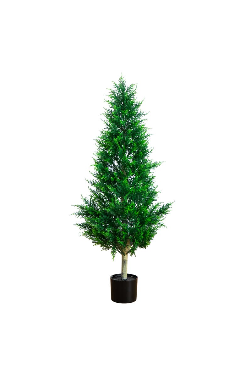 NEARLY NATURAL 4-ft UV Resistant Artificial Cypress Tower Tree, Main, color, Green