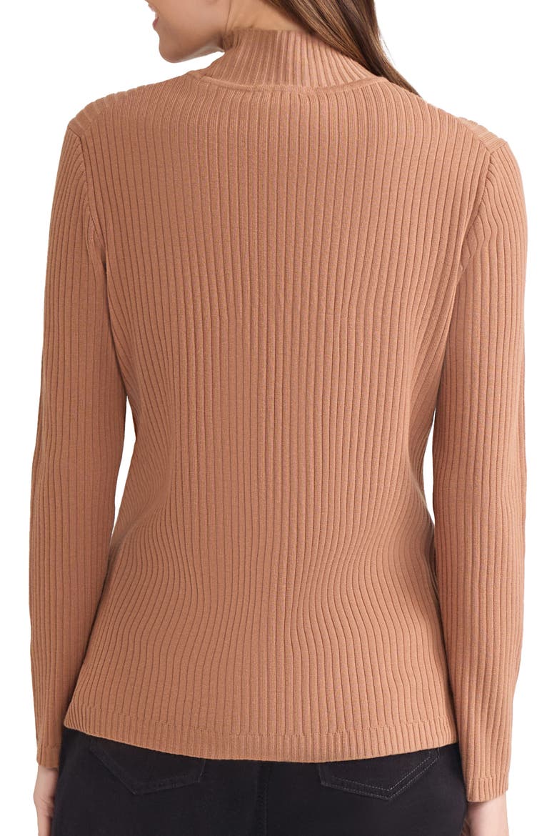 Rib Mock Neck Sweater, Alternate, color, CAF AU LAIT