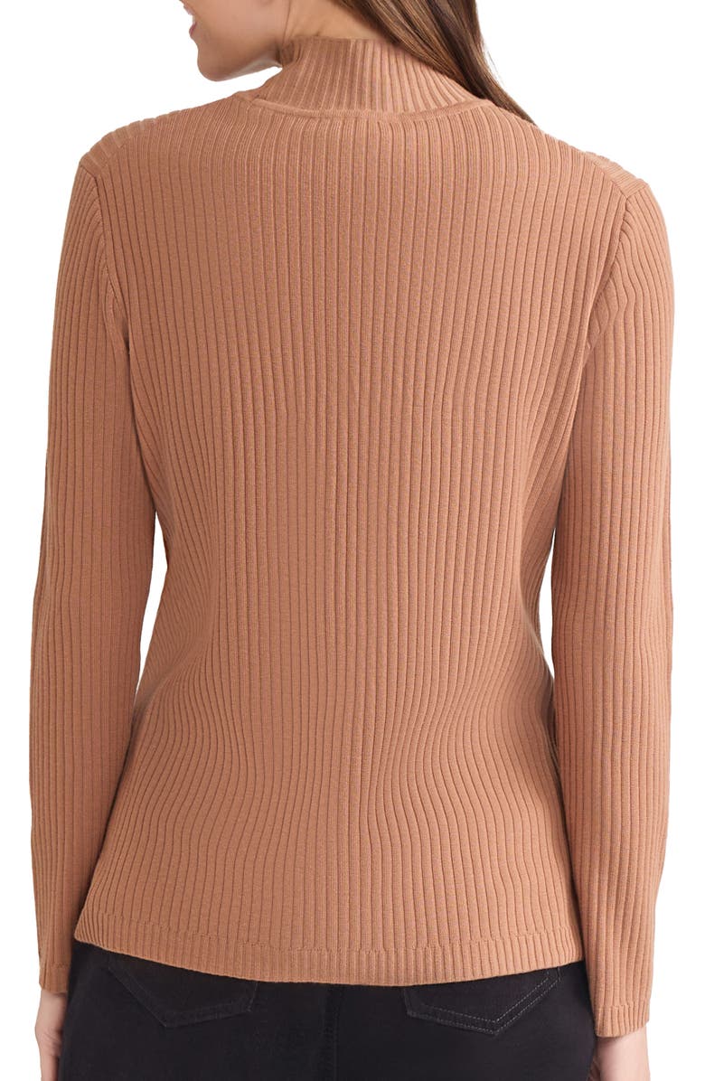 Jones New York Rib Mock Neck Sweater, Alternate, color, Caf Au Lait