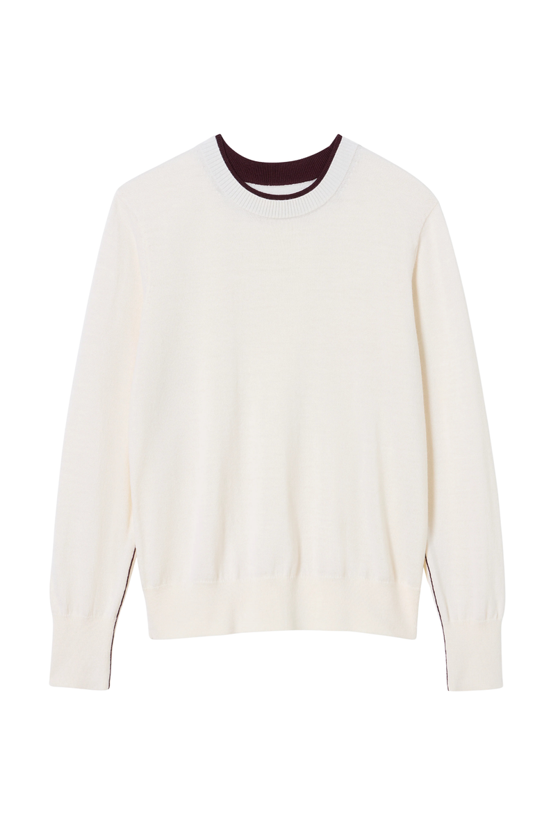 Kit Light Merino Contrast Sweater, Alternate, color, Garnet/Ivory