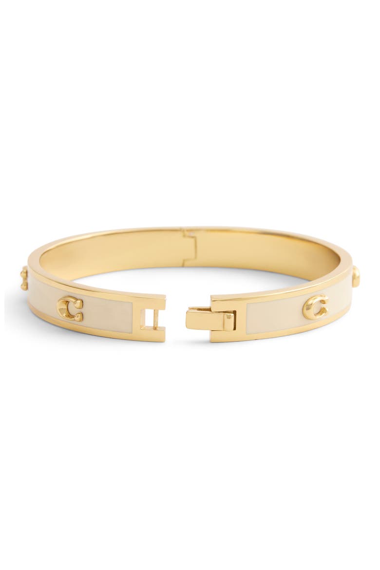 Enamel C Hinge Bracelet, Alternate, color, CHALK/ GOLD