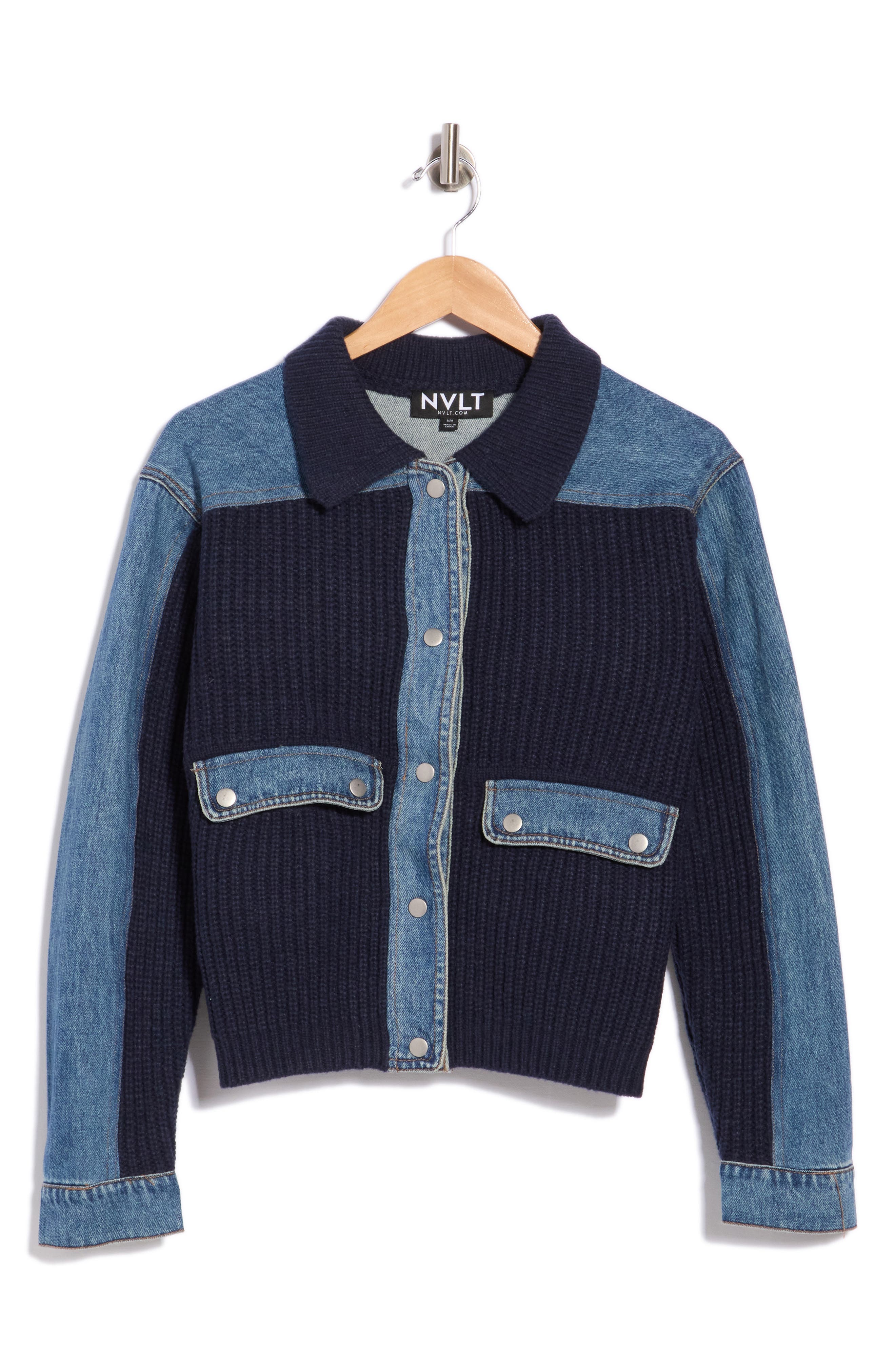 Denim Trim Sweater Jacket