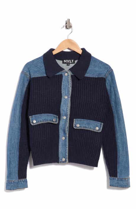 Denim Trim Sweater Jacket