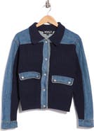 NVLT Denim Trim Sweater Jacket