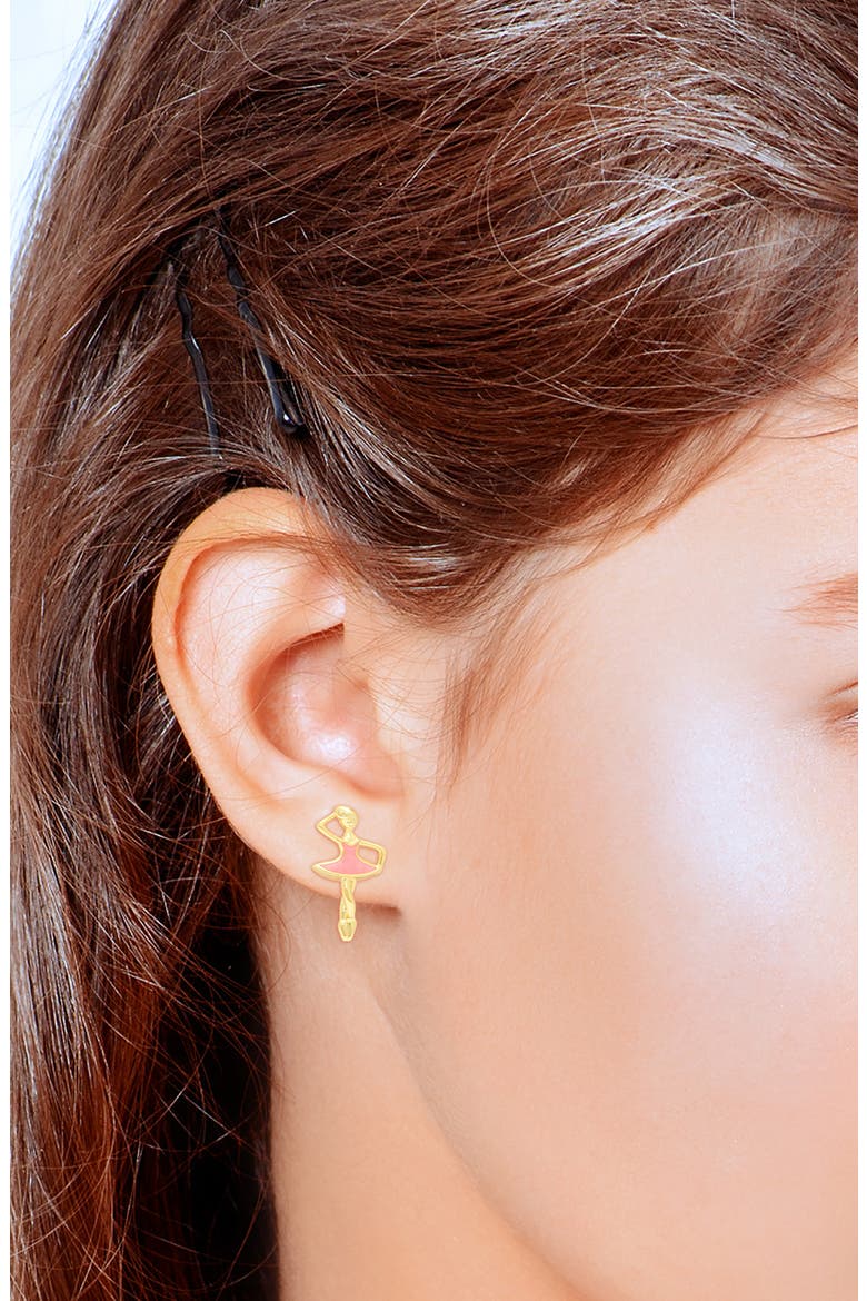 Kids' Ballerina Stud Earrings, Alternate, color, PINK