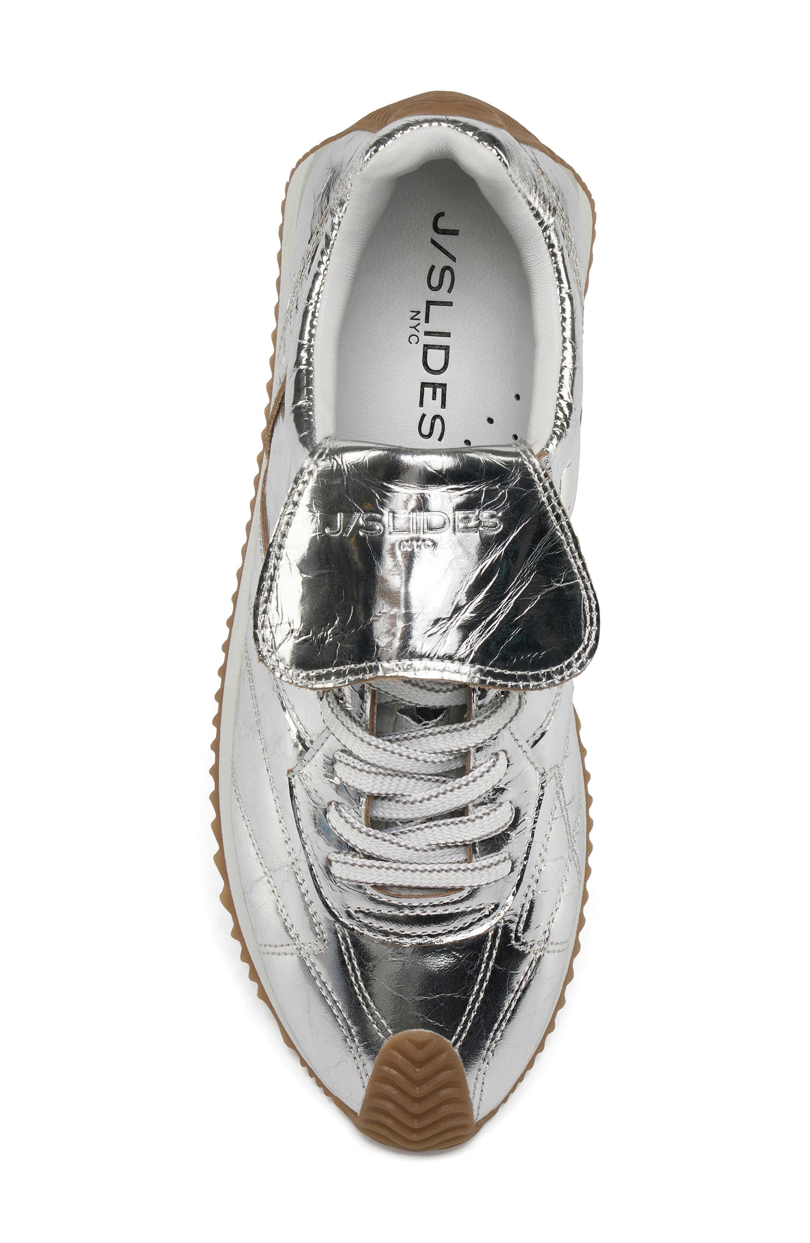 JSlides Lottie Genuine Shearling Sneaker, Alternate, color, Silver