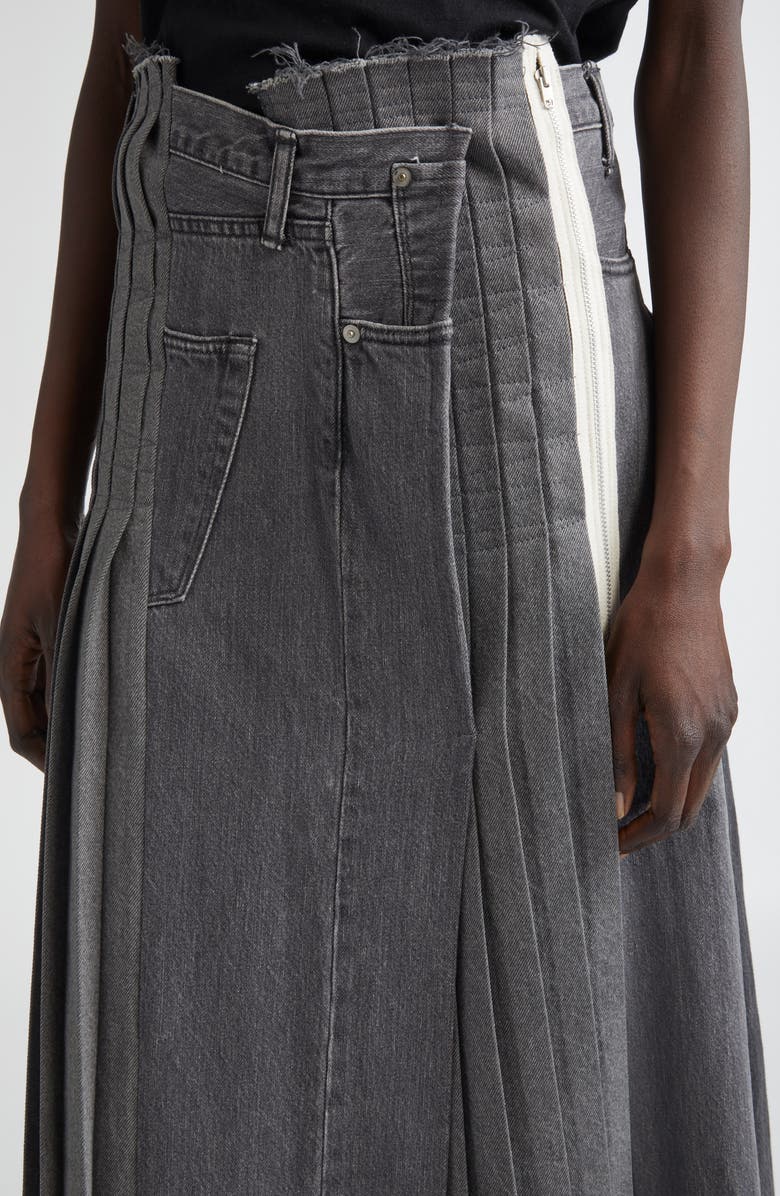 KURO Remake Denim Mark VI Maxi Skirt, Alternate, color, Black Assort