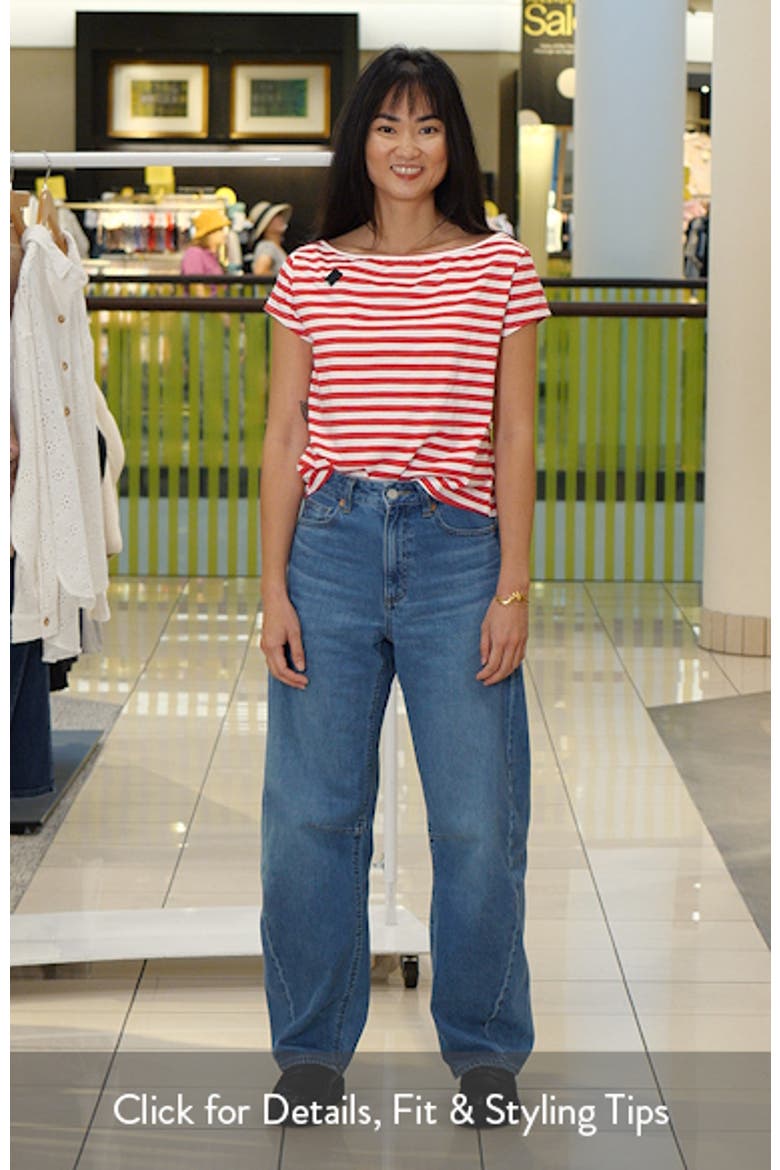 Aretha Stripe Off the Shoulder Stretch Cotton Top video