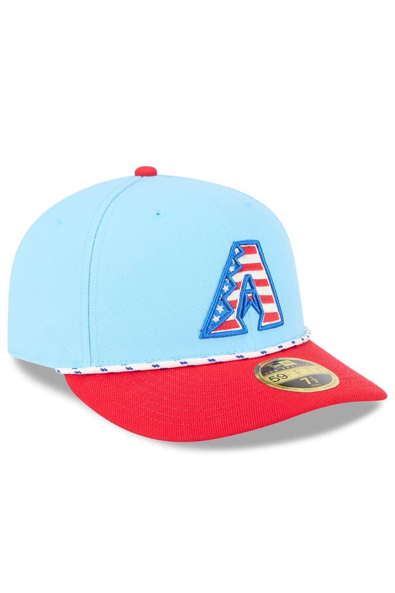 Men's New Era Light Blue/Red Arizona Diamondbacks 2025 Fourth of July Low Profile 59FIFTY Fitted Hat, Alternate, color, Light Blue