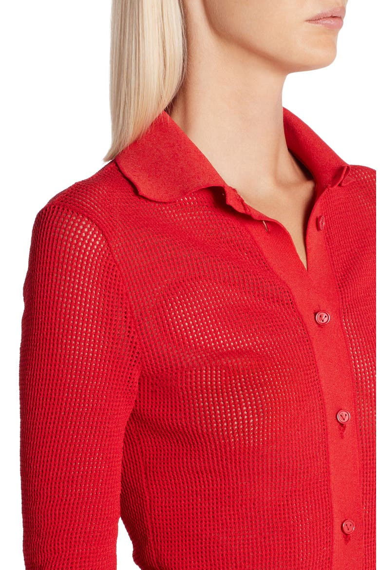 Pointelle Knit Mesh Shirt, Alternate, color, NAIL POLISH