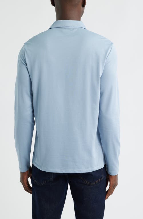 Robert Barakett Luciano Long Sleeve Twill Polo In Blue