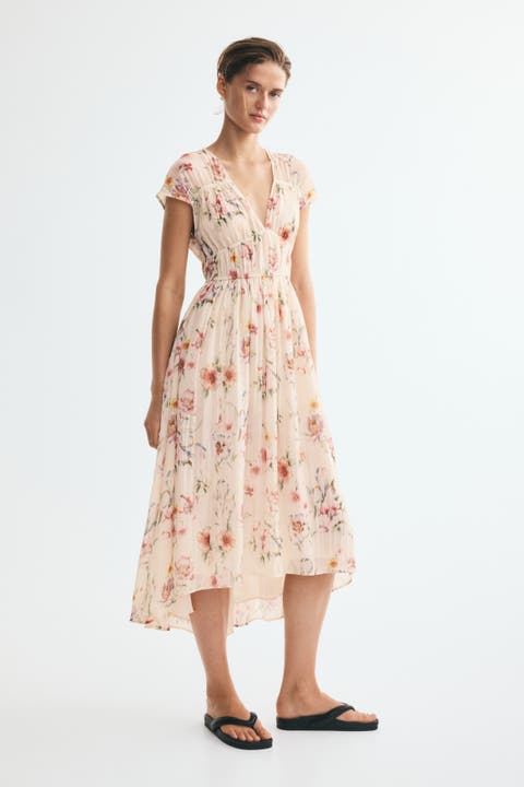 Ruched Cap-sleeved Dress