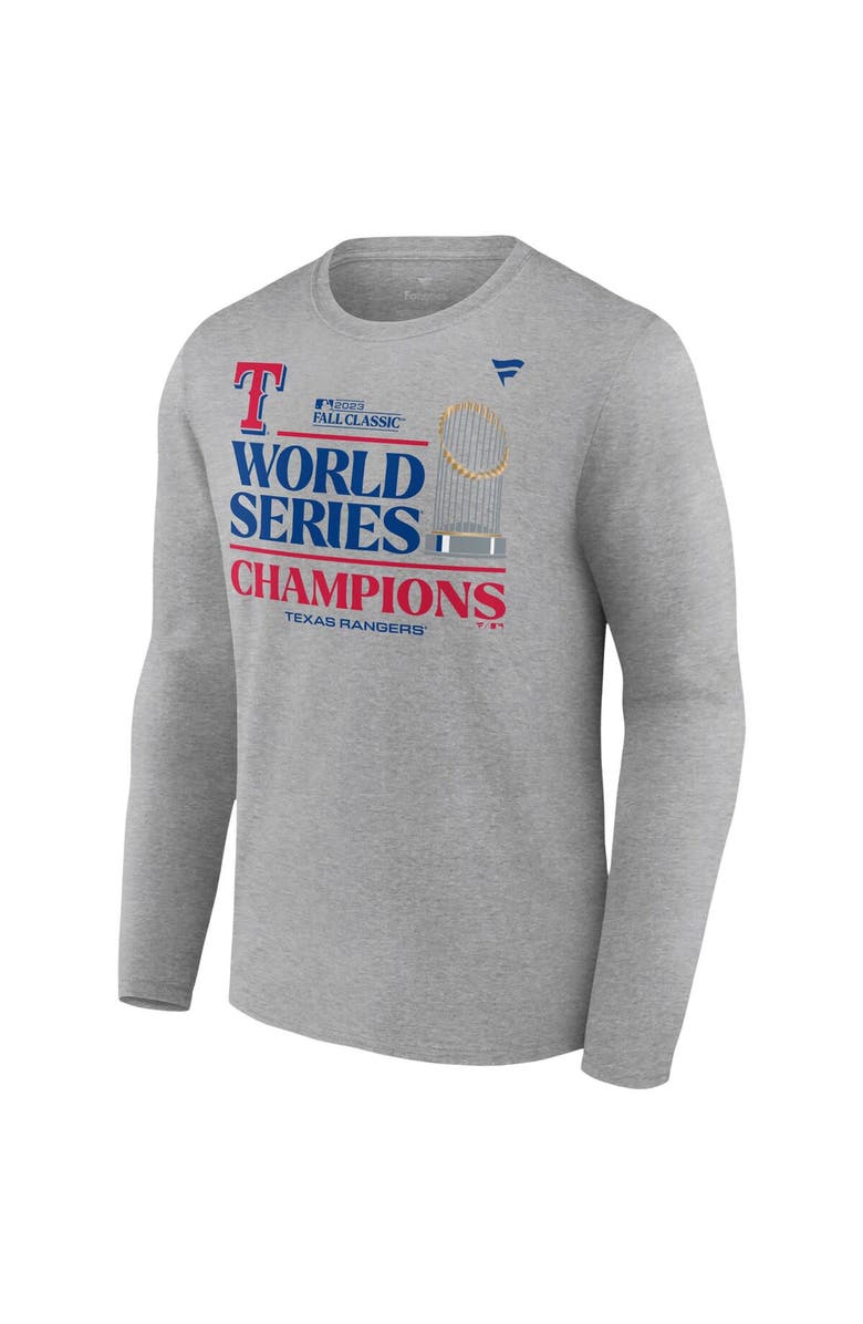 FANATICS Men's Fanatics Branded Heather Gray Texas Rangers 2023 World Series Champions Locker Room Long Sleeve T-Shirt, Alternate, color, 