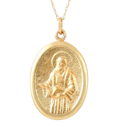 Bliss Diamond 14k Or Gold St. Jude Medal Pendant 1" Tall 3 Grams In Yellow Gold
