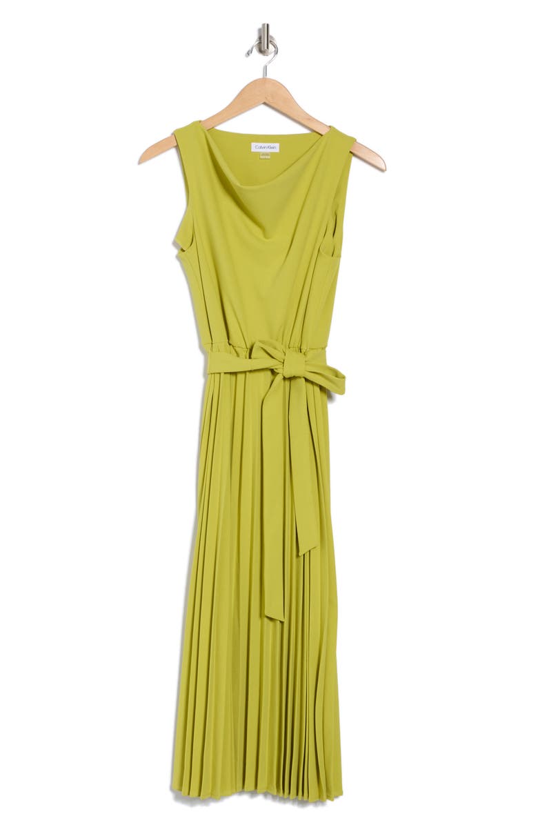 Cowl Neck Sleeveless Pleated A-Line Dress