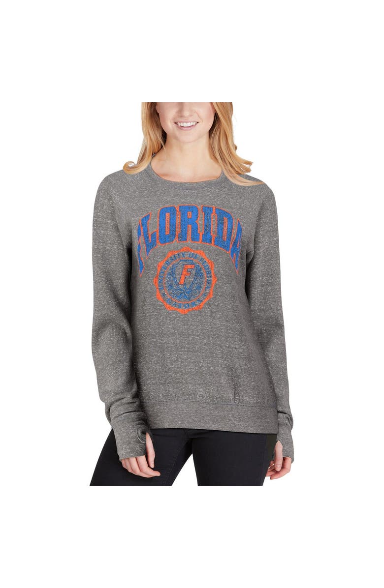 PRESSBOX Women's Pressbox Heathered Gray Florida Gators Edith Vintage Knobi Pullover Sweatshirt, Alternate, color, 