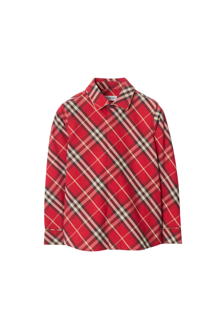 Check Cotton Shirt, Main, color, Crayon red