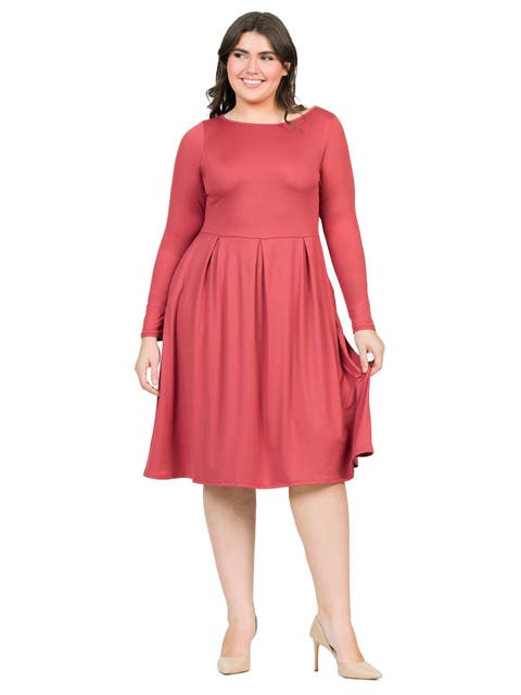 Long Sleeve Fit and Flare Midi Dress