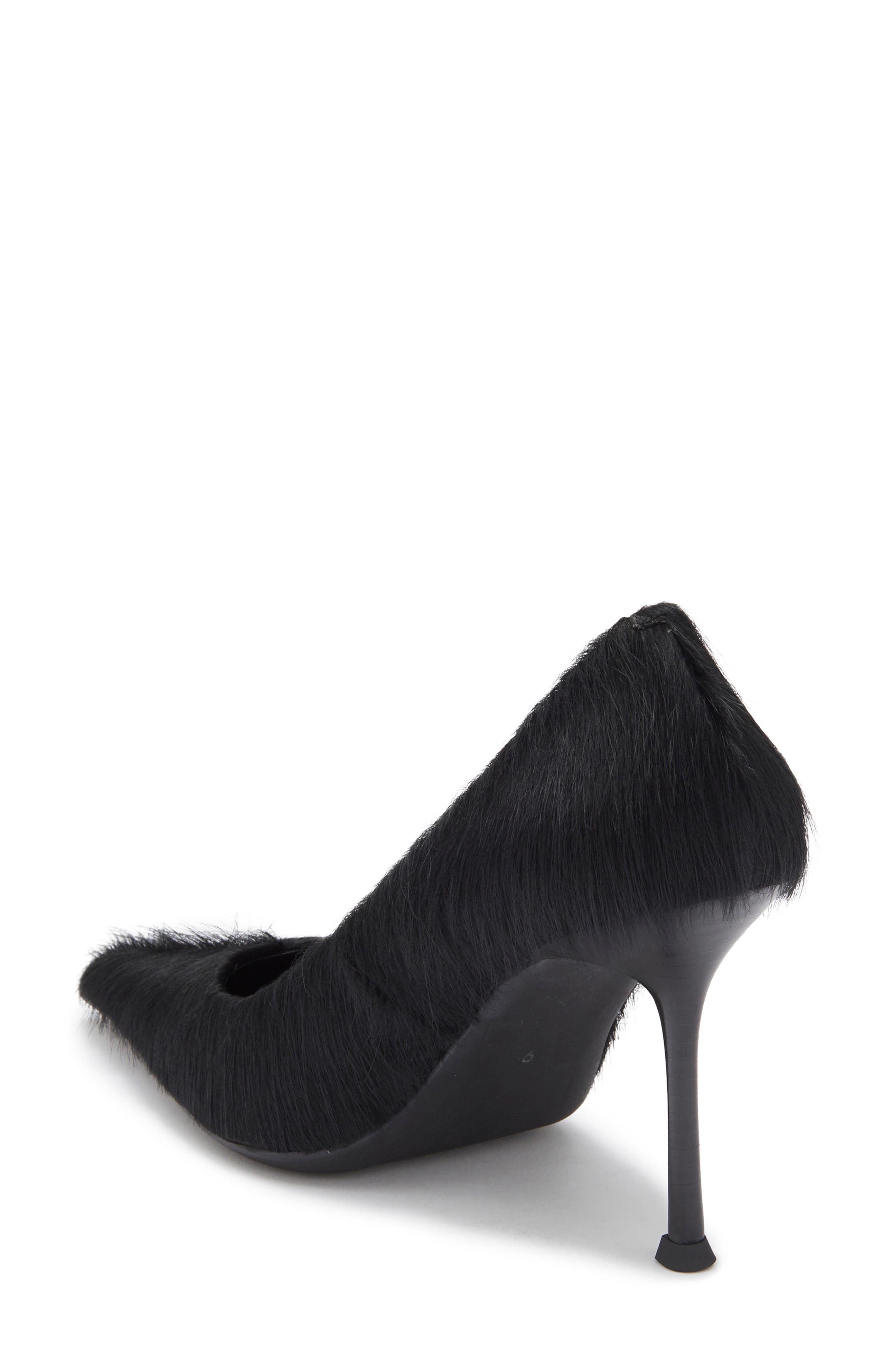 Jeffrey Campbell Genuine Calf Hair Pointed Toe Pump, Alternate, color, Black Longhair